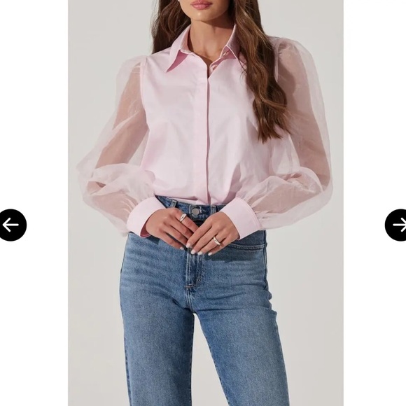 Astr Tops - Astr the Label Sheer Sleeve Pink Shirt size M